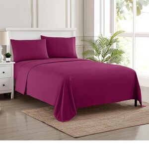 Twin XL Sheets - Breathable Luxury Sheets with Full Elastic & Secure- 1800 Berry